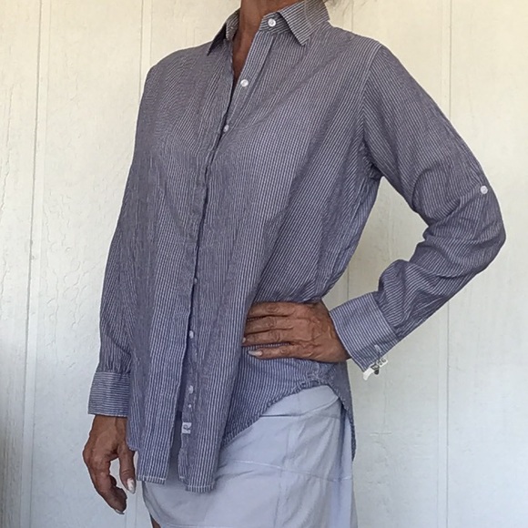RAILS ELLA SLATE/WHITE PINSTRIPE BUTTON UP SHIRT WOMENS SIZE SMALL - Picture 4 of 13